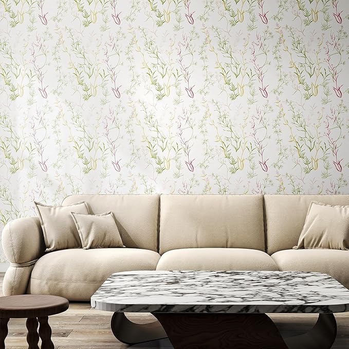 Timeet Floral Wallpaper Peel and Stick Botanical Wildflower Self Adhesive Wall - Image 3
