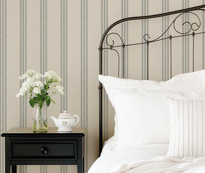 RollsRolla Modern Navy and White Striped Peel and Stick Wallpaper, French - Image 4