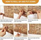 DoubleFill 2 Pcs Bamboo Shades Outdoor Reed Roll Up Blinds 84" W X 72" H - Image 3