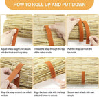 DoubleFill 2 Pcs Bamboo Shades Outdoor Reed Roll up Blinds 72" W x 72" H - Image 3