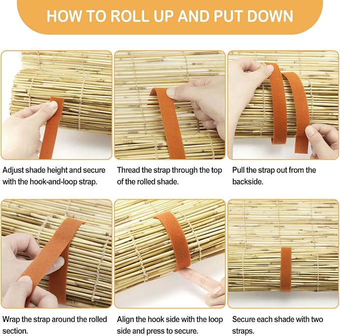 DoubleFill 2 Pcs Bamboo Shades Outdoor Reed Roll up Blinds 48" W x 72" H - Image 3