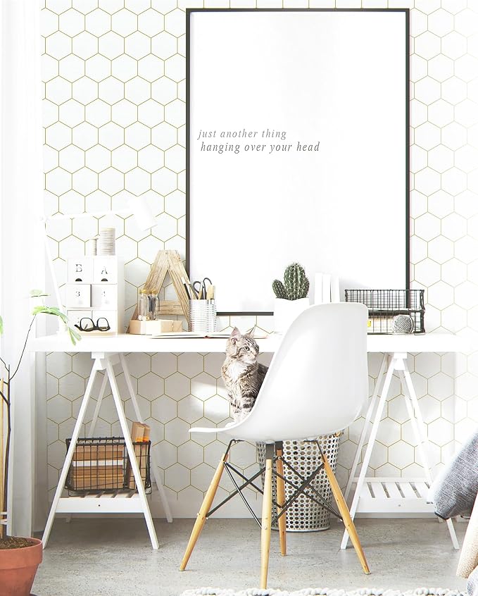 Gold Wallpaper Geometric Peel and Stick Wallpaper - Image 3