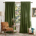 NICETOWN Moss Green Velvet Curtains and Drapes, Thermal Insulated Soft Window by NICETOWN