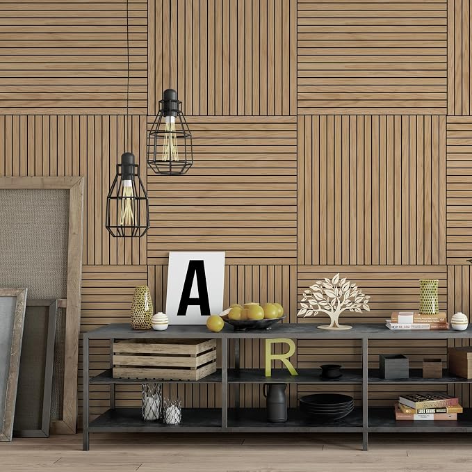 4-Piece Wood Slat Wall Panel for Interior Wall Decor Noise Cancelling 47.2" x - Image 7