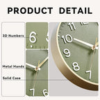 Roymnie Wall Clock 12 Inch Silent Green Wall Clocks Battery Operated- Modern - Image 9