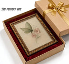 Vintage Gold Framed Wall Art, Retro Butterfly and Pink Flower Oil Painting - Image 9