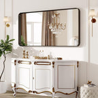 72 x 32 Inch Black Metal Framed Bathroom Mirror - Image 9