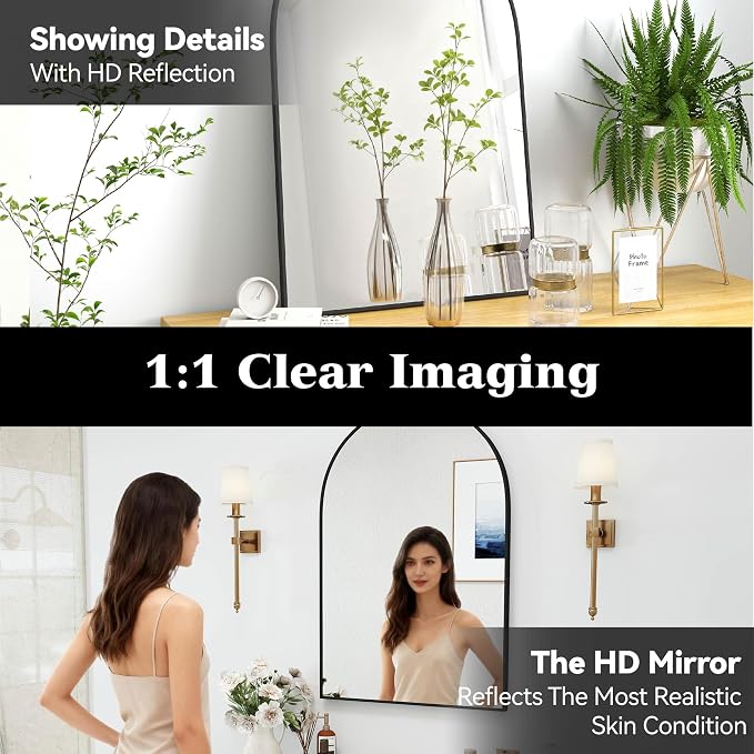 SCWF-GZ 36x24 Arch Mirror Rectangle Full Length Wall Mounted Hanging or Against - Image 4