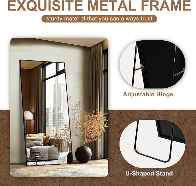 Delma Wall Full Length Mirror, Standing Mirror Full Body, Large Floor - Image 4