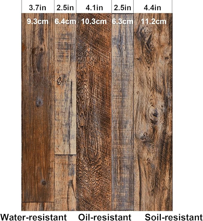 WENMER 17.71" x 1181" Brown Wood Wallpaper Peel and Stick Wallpaper Shiplap - Image 8