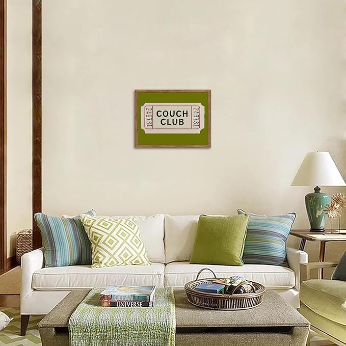 Vintage Framed Wall Art, Couch Club Ticket Canvas Wall Decor Painting, Retro - Image 2
