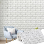 Hahafelt 1 Pcs 32 x 2.3 ft 3D Wall Panel, Faux Brick Wall Panel White Peel and by Hahafelt