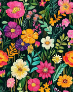 BOKEBEVE Extra Long Watercolor Colorful Floral Wallpaper Peel and Stick Green by BOKEBEVE