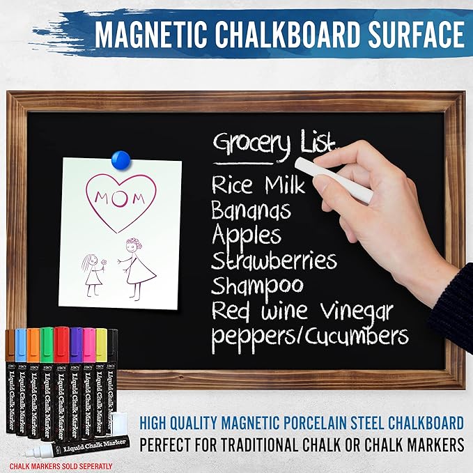 HBCY Creations 11" X 17" Torched Brown Solid Wood Frame Wall Chalkboard - Image 5