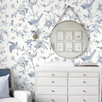 Timeet Peel and Stick Wallpaper Vintage Floral Contact Paper Blue and White - Image 5