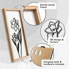 3D Black and White Wall Art Lightweight, Wooden Ready-to-Hang Framed Floral - Image 5