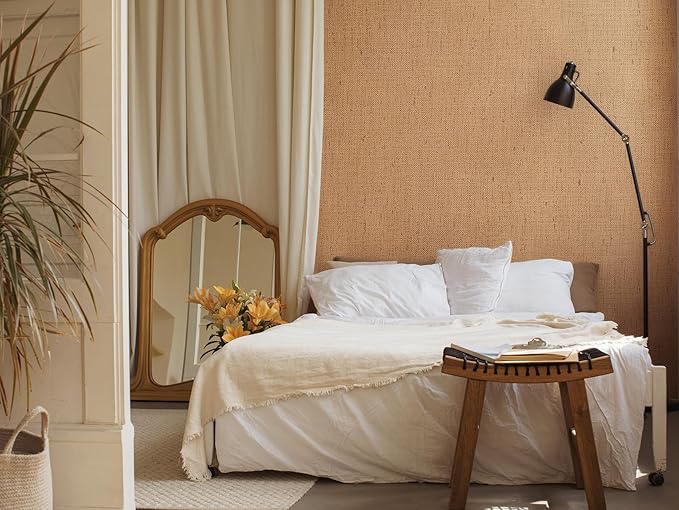 Brown Grasscloth Wallpaper Peel and Stick 393.7" Textured Brown Contact Paper - Image 4