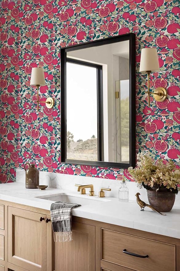 Floral Wallpaper Vintage Red Peel and Stick Wallpaper Self Adhesive Removable - Image 7