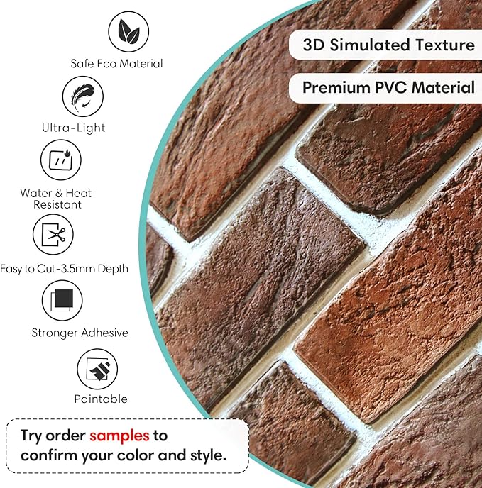 Commomy 3D Brick Wall Panels Peel and Stick - Image 3