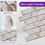 3D Peel and Stick Faux Brick Wall Panels 11.8" x 11.8" 10-Pack, Small - Image 5