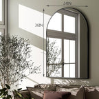 HARRITPURE Arched Wall Mirror 24"x36" – Black Metal Frame Vanity Mirrors - Image 6