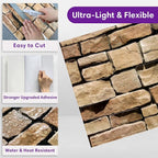 3D Peel and Stick Faux Stone Wall Panels 11.8" x 11.8" 10-Pack, Stone-Look Wall - Image 5
