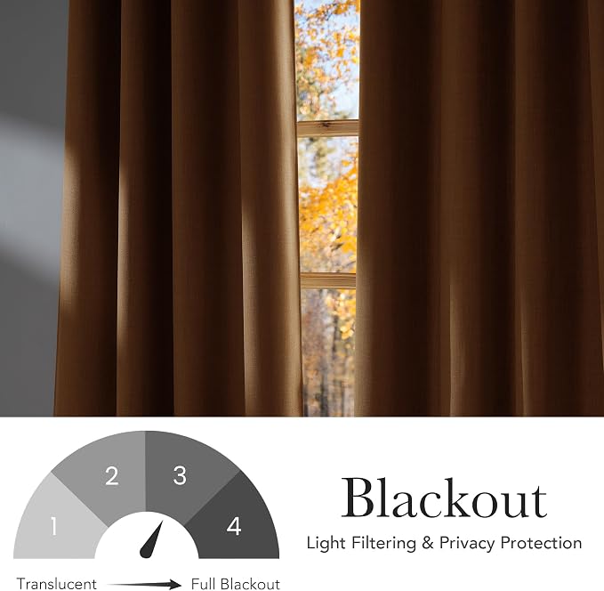 NICETOWN Short Faux Linen Gold Brown Blackout Curtains 63 inches Long - Image 6