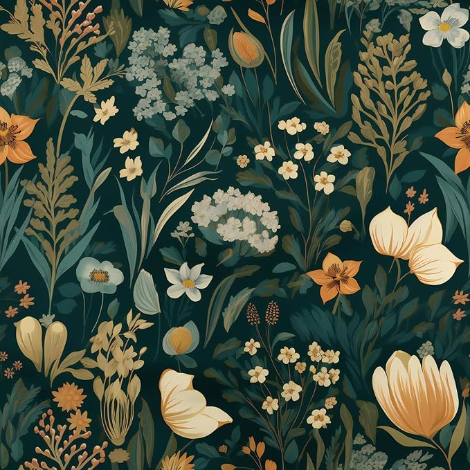 Orainege Vintage Floral Peel and Stick Wallpaper Boho Floral Contact Paper by Orainege