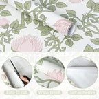 YXTII 590.5" × 17.3" Floral Wallpaper Peel and Stick Pink and Green Wallpaper - Image 6
