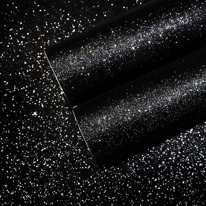 CHIHUT Black Glitter Contact Paper 15.7''x236'' Self Adhesive Black Glitter by CHIHUT