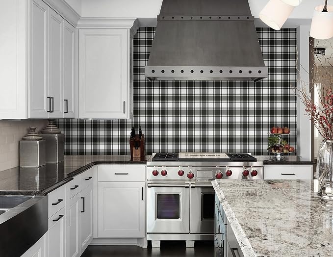 Guvana 17.7"x197" Black and White Peel and Stick Wallpaper Trellis Removable - Image 2
