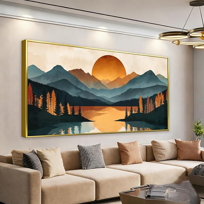 Colorful Mountain Boho Wall Art by Suconvng