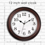 Wall Clock, 12 Inch Vintage Retro Silent Quality Wall Clocks Battery Operated - Image 3