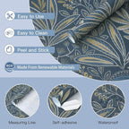 Safiyya Blue Vintage Floral Wallpaper Peel and Stick Contact Paper 17.3" x - Image 6