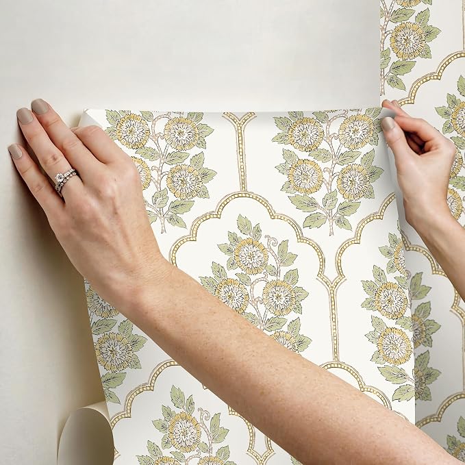 NuWallpaper x Society Social Floral Bazaar Ochre Peel and Stick Wallpaper - Image 7