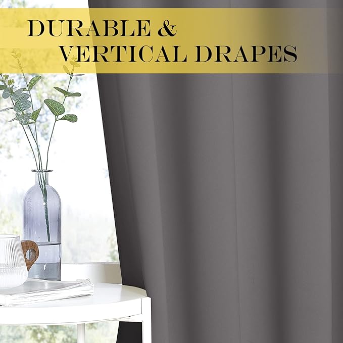 NICETOWN Blackout Gray Curtain 102 inch Length, Grommet Extra Long Thermal - Image 5