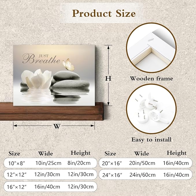 EOBTAIN Zen Spa Bathroom Wall Art Garden Butterfly and Flower Stone Relaxing - Image 7