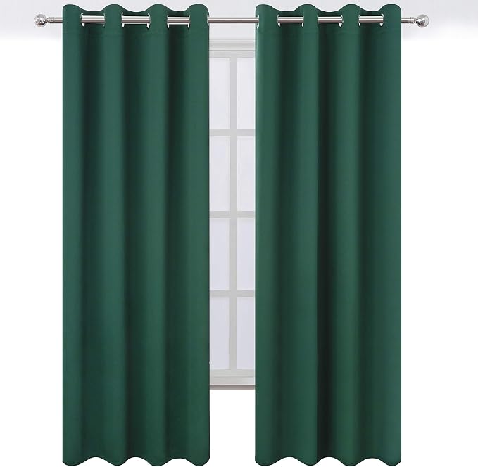 LEMOMO Dark Green Thermal Blackout Curtains/52 x 108 Inch/Set of 2 Panels Room - Image 2