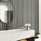 Grey Wood Grain Slat Panels for Interior Wall Decor 197"x23.6" Peel and Stick - Image 8