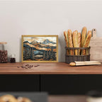 Vintage Boho Mountain Wall Art, Framed Landscape Canvas Wall Art, Nature Forest - Image 4