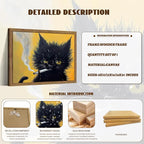 Vintage Framed Black Cat Wall Art, Mens Room Canvas Print Poster, Cool Animals - Image 5