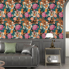 BOKEBEVE Orange Tiger Wallpapers Tiger Print Peel and Stick Wallpaper Jungle - Image 3