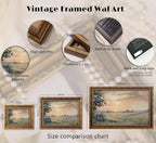 Vintage Gold Framed Wall Art Retro Fall Sunset Country Oil Painting Canvas - Image 4