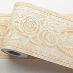AbaBoorty Beige Floral Wallpaper Border Decor 196"X4.1" Peel and Stick Wall by AbaBoorty