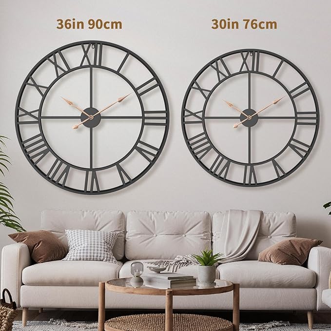 36 Inch Extra Oversized Large Giant Modern Decorative Wall Clock, Vintage - Image 2