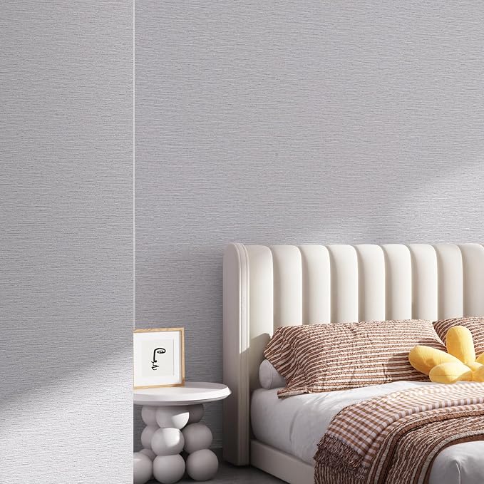 Grasscloth Peel and Stick Wallpaper 20.8"x394" Gray Thick Fabric Textured Linen - Image 5