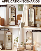 Delma Arched Full Length Mirror, Free Standing Floor Velvet Finish Frame Mirror - Image 6