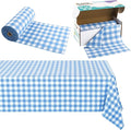 Kochorie 54 Inch x 300 Ft Light Blue Checkered Plastic Table Cloth Roll by Kochorie