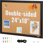 VEVOR Cork Board for Walls, Double-Sided Cork 24" x 18" Bulletin Board Vision by VEVOR