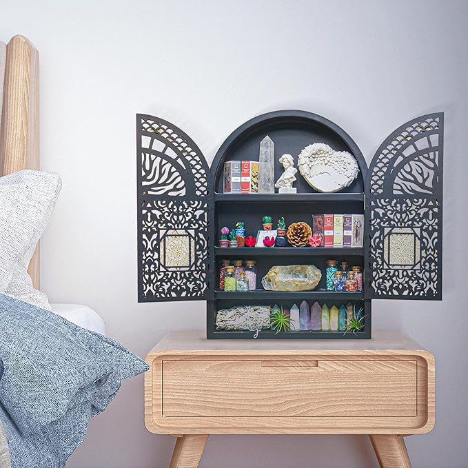 Large Crystal Display Shelf for Wall, Crescent Moon Phase Shelf Wall Decor - Image 6